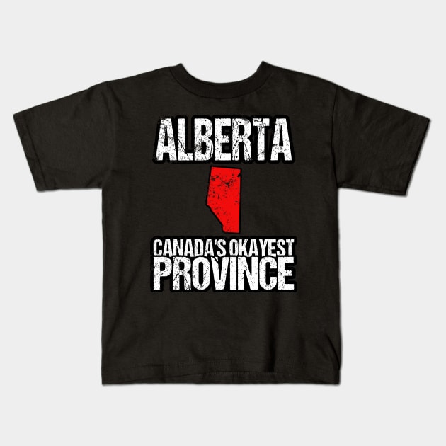 Alberta Canada's Okayest Province AB Kids T-Shirt by HyperactiveGhost